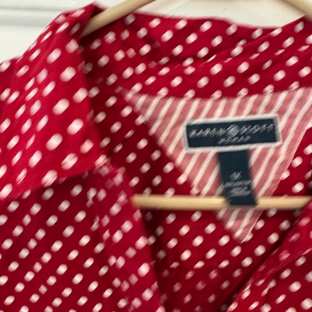 Karen Scott Red Polka Dot Button Down Shirt - Picture 3 of 5